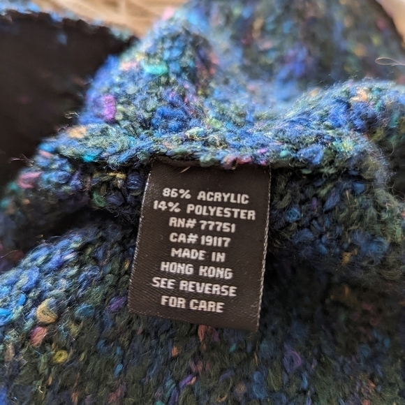 Betsey JOHNSON knit boucle cardigan jacket blue black small xs - Picture 7 of 11